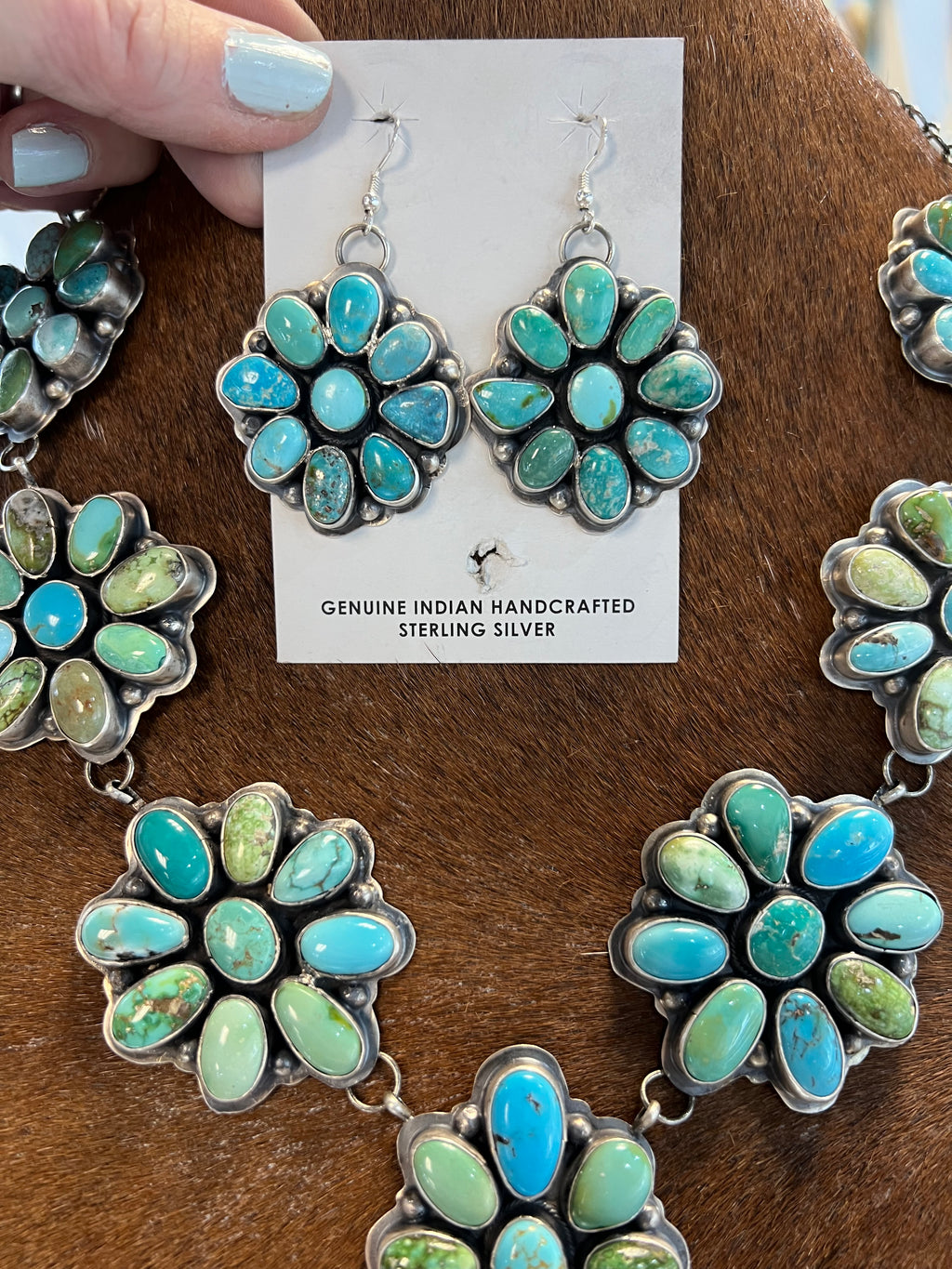 WOWZA Mixed Turquoise Cluster Lariat Necklace and Earring Set!