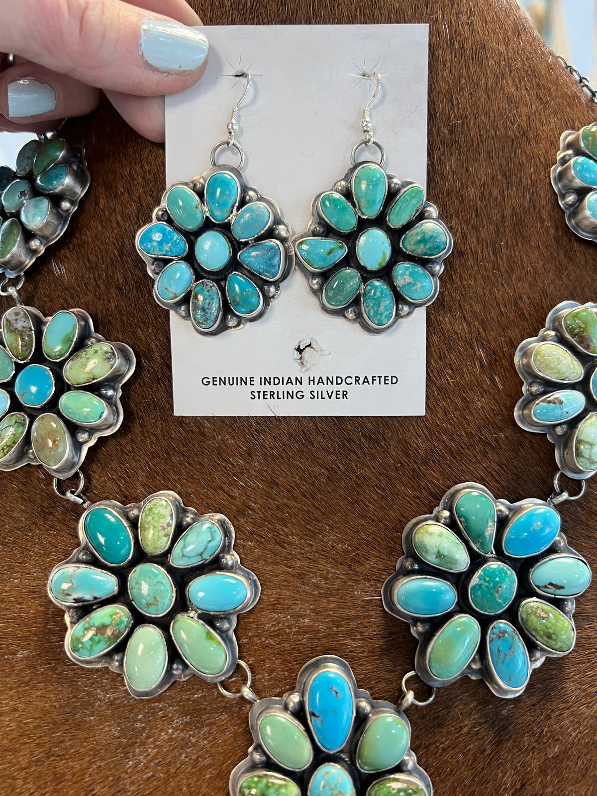 WOWZA Mixed Turquoise Cluster Lariat Necklace and Earring Set!