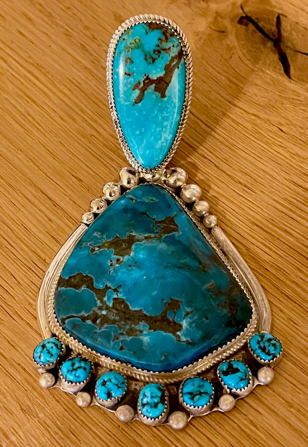 🔥CRAIG’S SMOKIN’ HOT STEAL🔥Sterling Silver Navajo Handmade Bisbee, Kingman and Sleeping Beauty Turquoise Pendant🔥