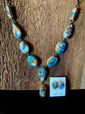 🔥CRAIGS SMOKIN’ HOT STEAL🔥 Sterling Silver Navajo Handmade Orange Spiny Oyster/Turquoise Mojave Lariat/Earring Set🔥