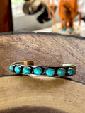 🔥CRAIGS SMOKIN’ HOT STEAL🔥Sterling Silver Navajo Handmade Kingman Turquoise 7-Stone Cuff🔥