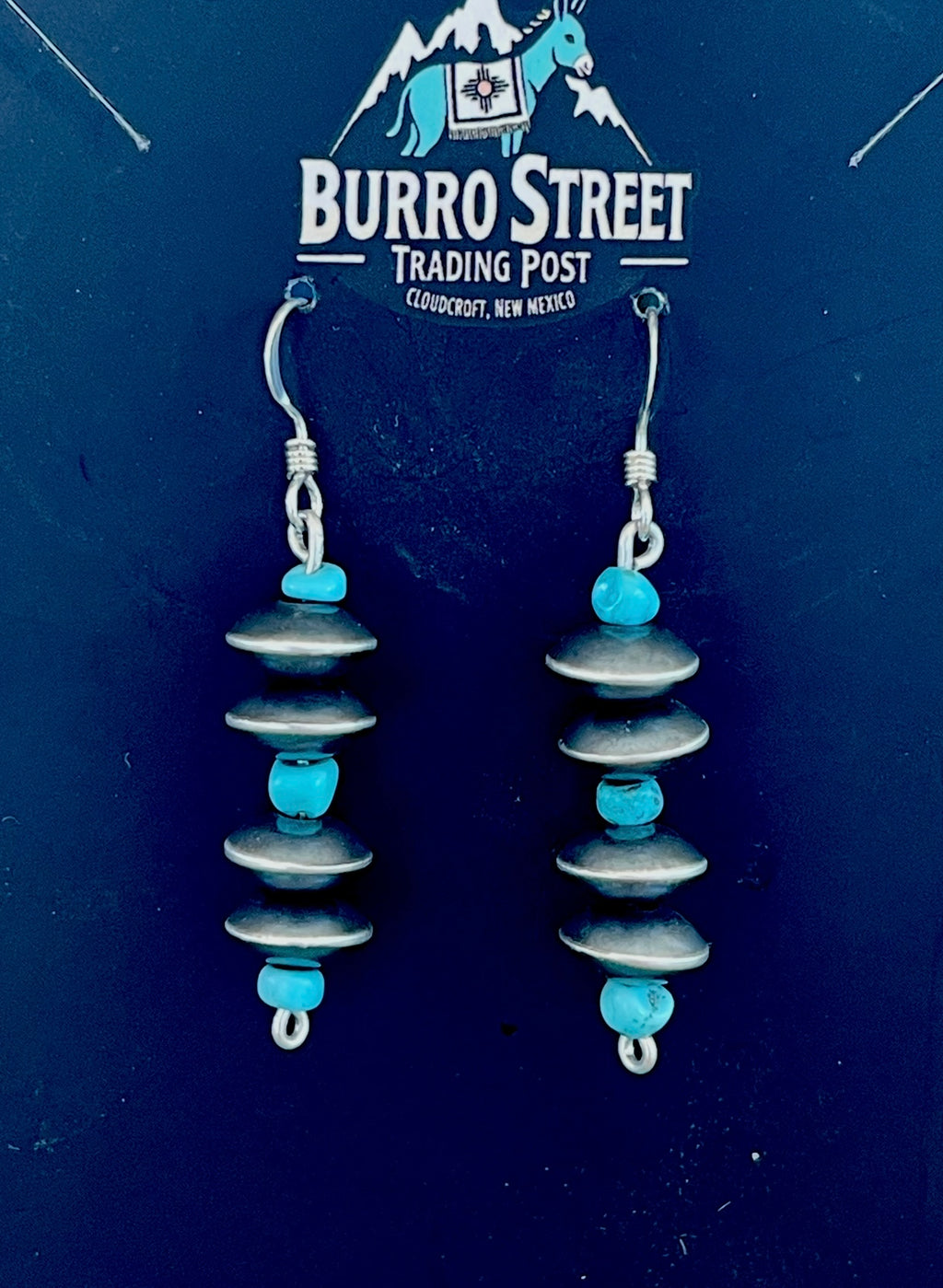 🔥CRAIGS SMOKIN’ HOT STEAL🔥 Sterling Silver Navajo Handmade Kingman Turquoise Navajo Pearl French Hook Earrings🔥