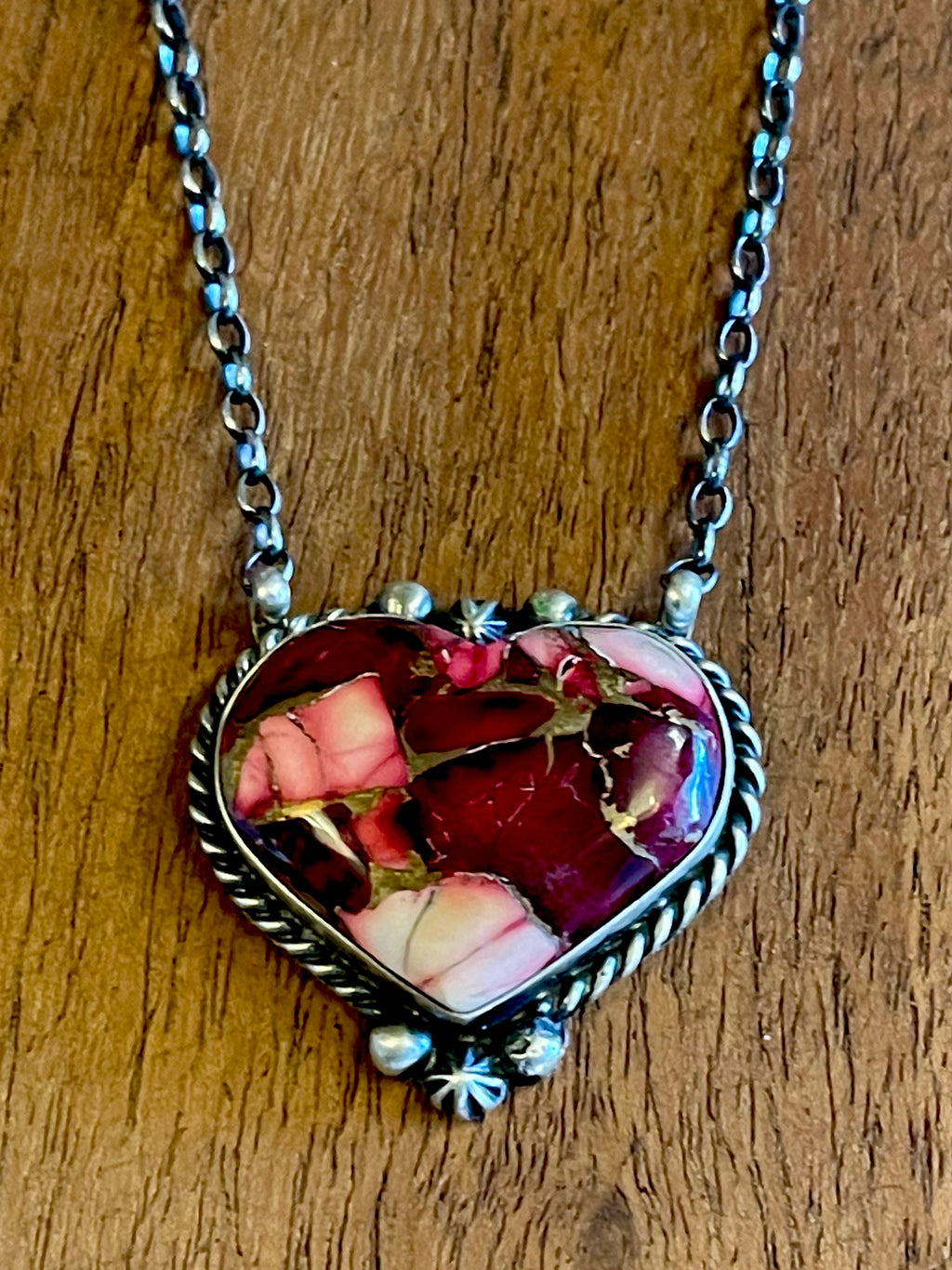 🔥CRAIGS SMOKIN’ HOT STEAL🔥 Sterling Silver Navajo Handmade Rose Dahlia Mojave 18-1/2” Heart Necklace 🔥