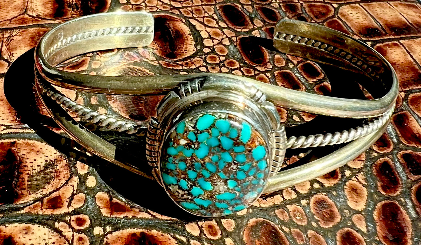 🔥CRAIG’S SMOKIN’ HOT STEAL🔥Sterling Silver Navajo Handmade Rare Apache Blue Turquoise Cuff🔥
