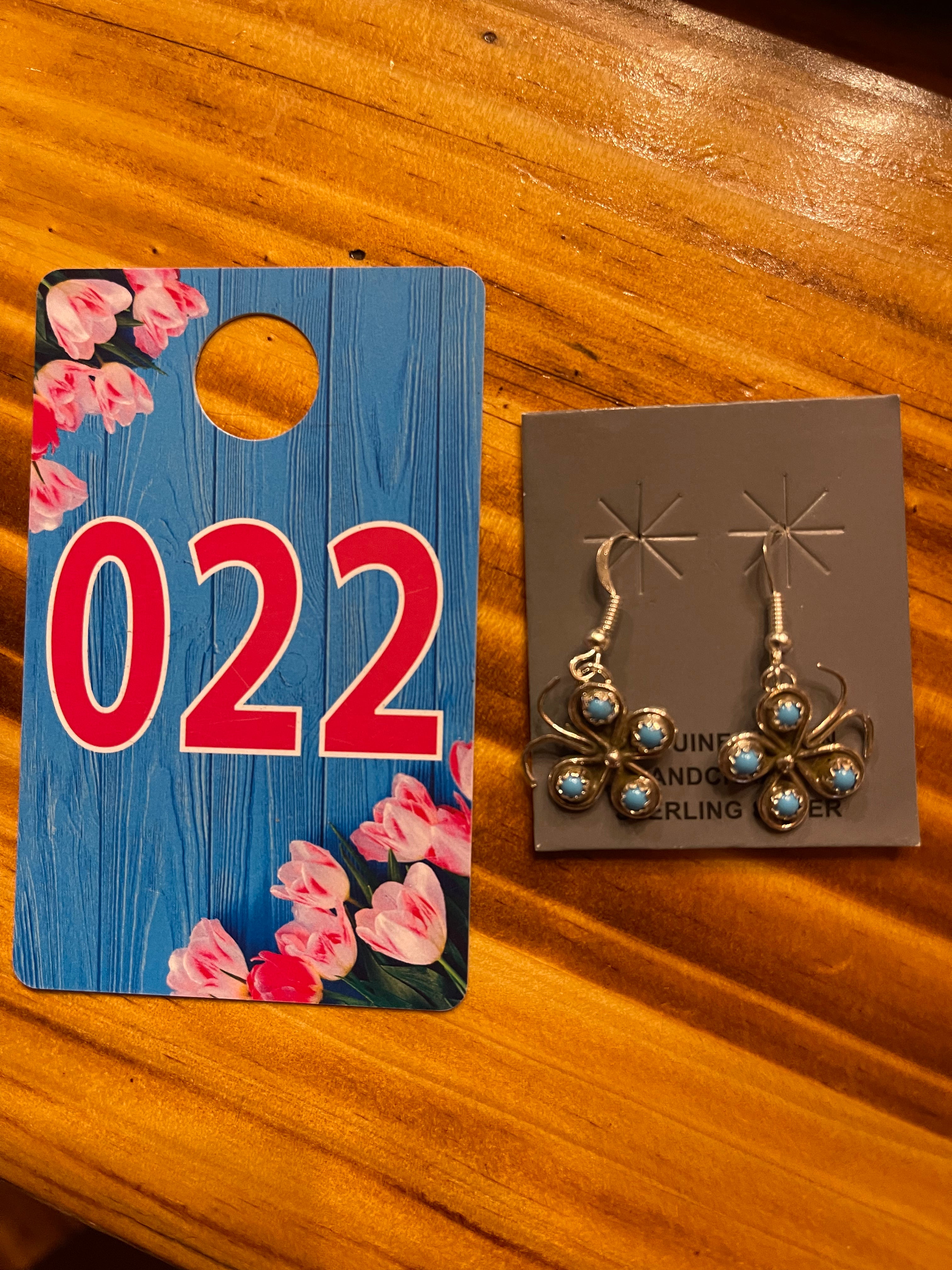 022 Sterling Silver Handmade Turquoise Butterfly Earrings