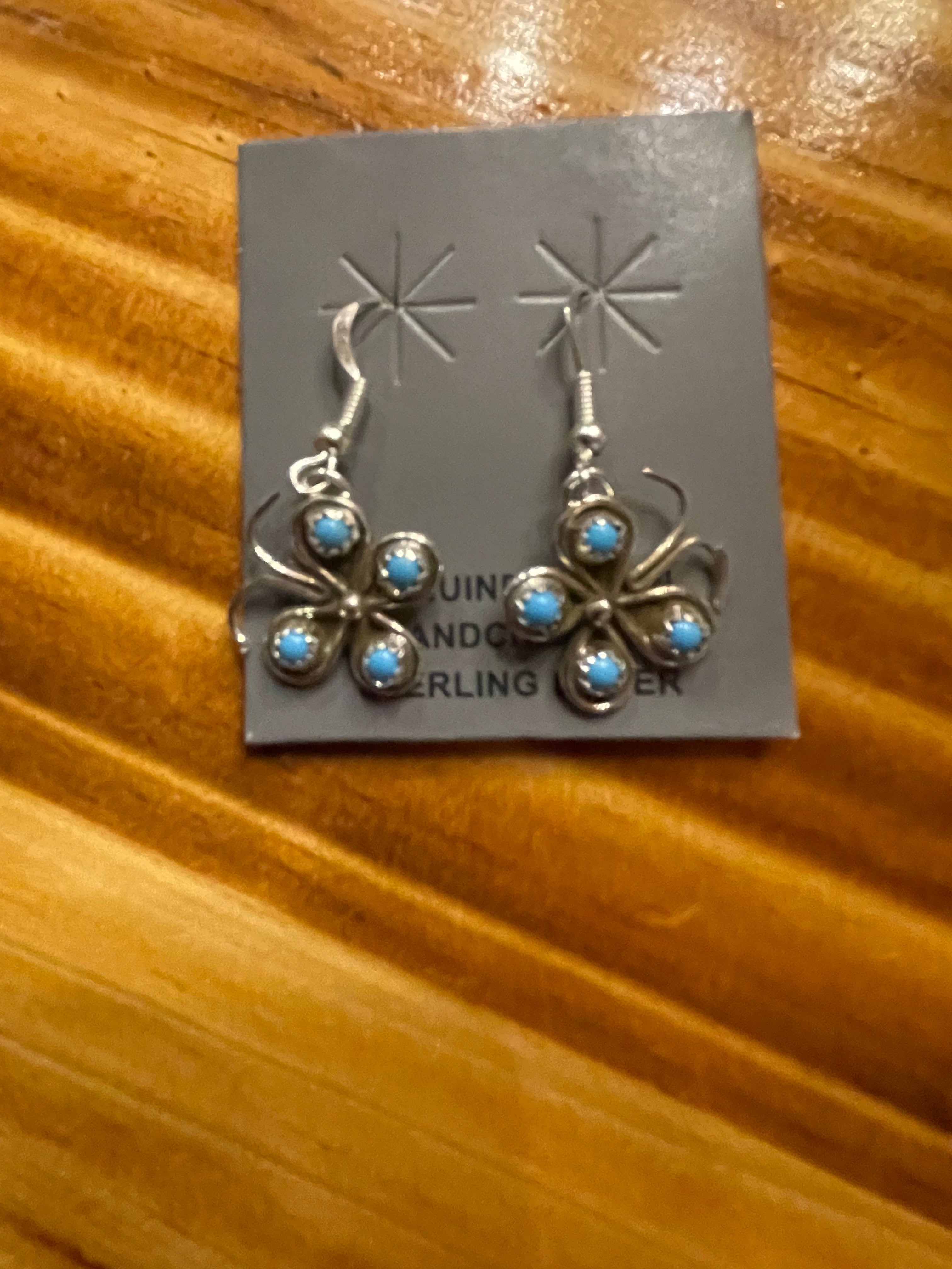 022 Sterling Silver Handmade Turquoise Butterfly Earrings