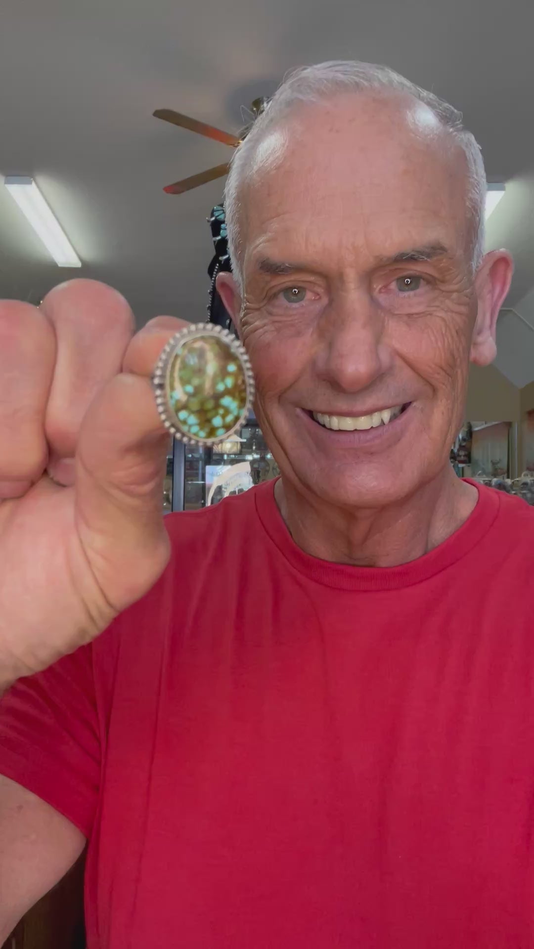 🔥CRAIG’S SMOKIN’ HOT STEAL - Sterling Silver Navajo Handmade Sonoran Gold Turquoise Ring - Size 8🔥