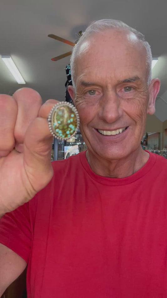 🔥CRAIG’S SMOKIN’ HOT STEAL - Sterling Silver Navajo Handmade Sonoran Gold Turquoise Ring - Size 8🔥