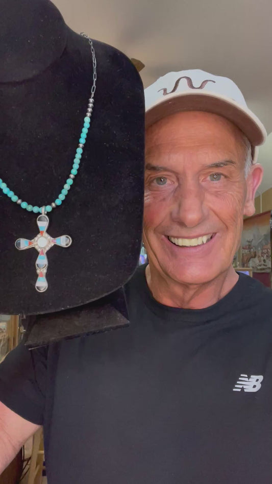🔥SOLD!🔥CRAIG’S SMOKIN’ HOT STEAL🔥Sterling Silver Zuni  Handmade Multi-stone Cross Pendant (Pendant only)🔥