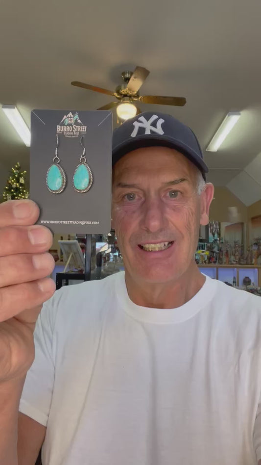 🔥CRAIGS SMOKIN’ HOT STEAL🔥 Sterling Silver Navajo Handmade Kingman Turquoise French Hook Earrings🔥