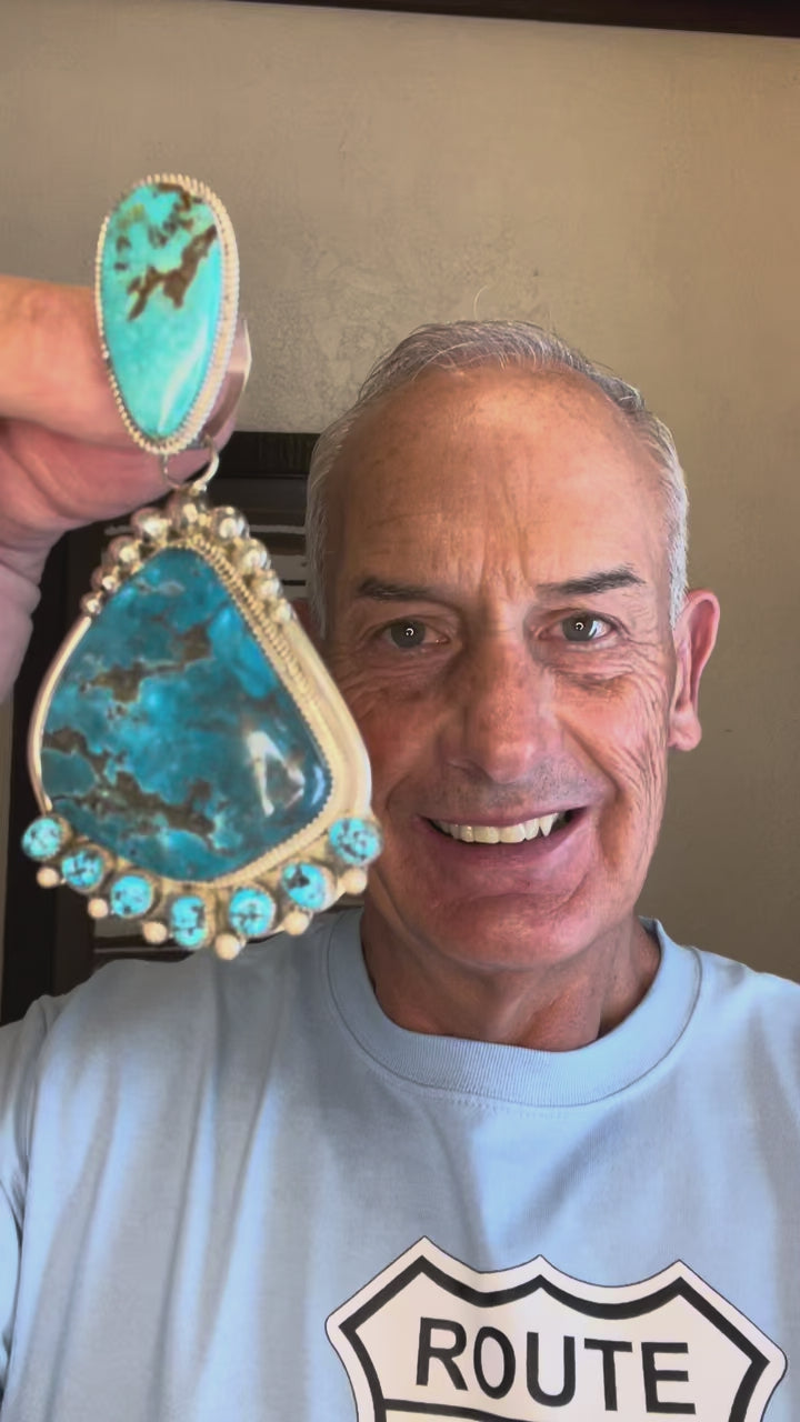 🔥CRAIG’S SMOKIN’ HOT STEAL🔥Sterling Silver Navajo Handmade Bisbee, Kingman and Sleeping Beauty Turquoise Pendant🔥