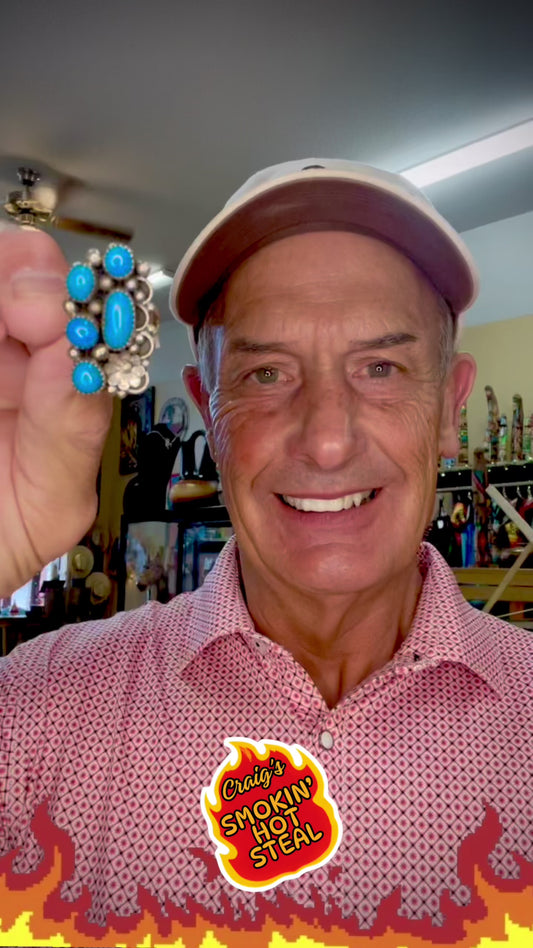 🔥CRAIG’S SMOKIN’ HOT STEAL🔥Sterling Silver Navajo Handmade Kingman Turquoise Ring - Size 9🔥