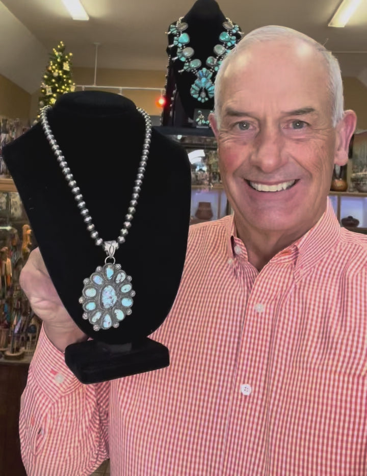🔥CRAIG’S SMOKIN’ HOT STEAL🔥 - Sterling Silver Navajo Handmade Golden Hills Turquoise Cluster Pendant🔥
