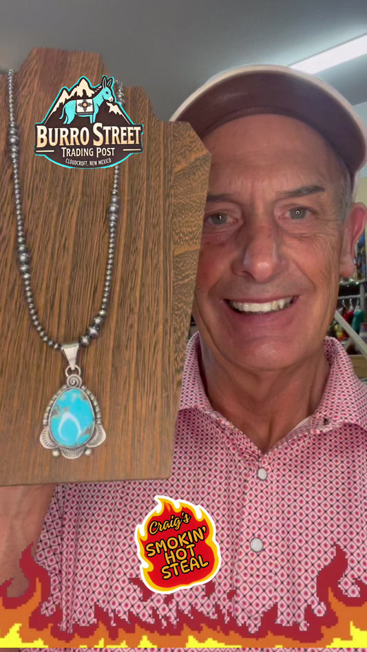 🔥CRAIG’S SMOKIN’ HOT STEAL🔥Sterling Silver Navajo Handmade Kingman Turquoise Pendant - (Pendant only)🔥