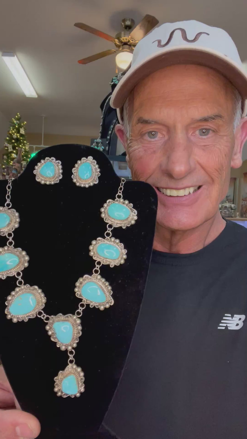 🔥CRAIGS SMOKIN’ HOT STEAL🔥 Sterling Silver Navajo Handmade Kingman Turquoise Necklace & Earrings Set🔥