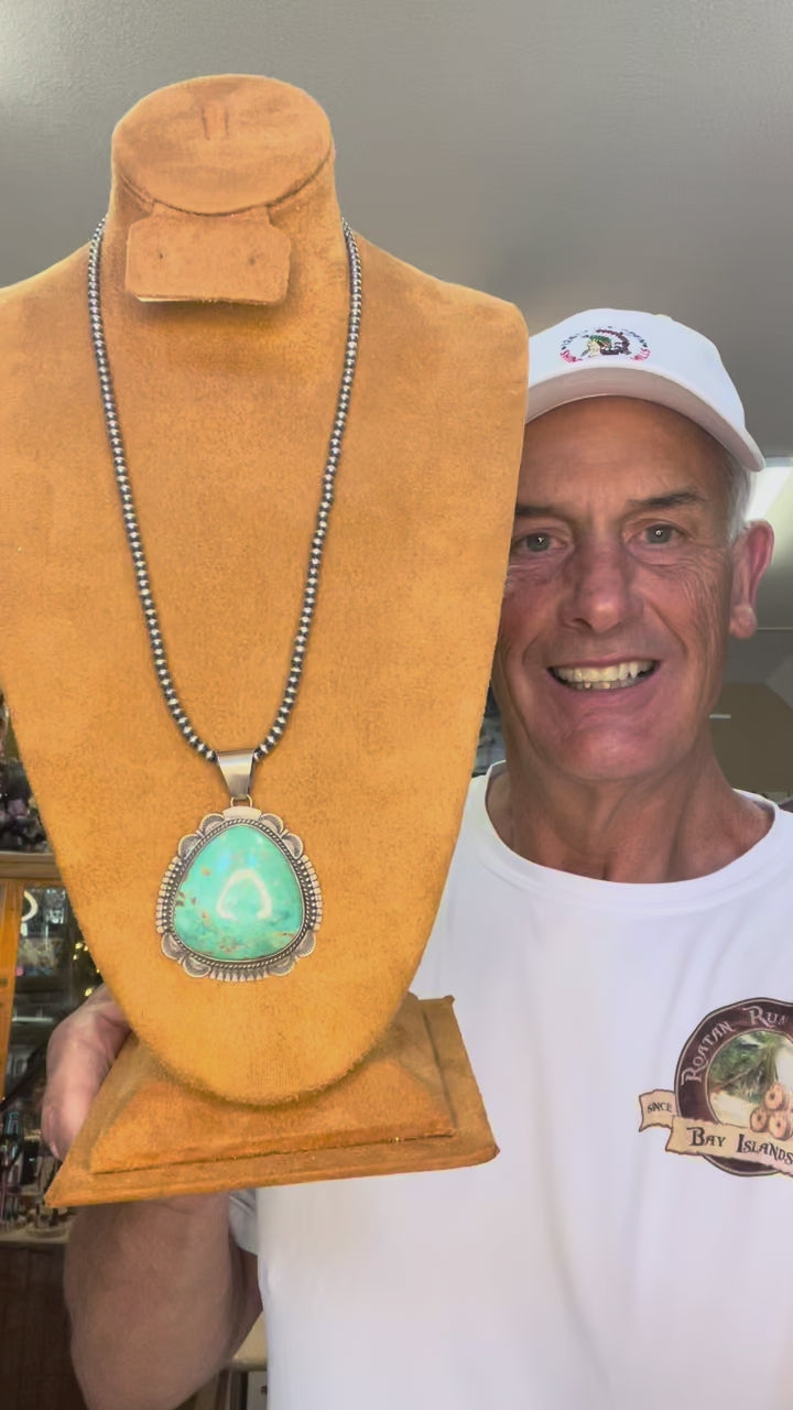 🔥CRAIG’S SMOKIN’ HOT STEAL🔥Sterling Silver Navajo Handmade Kingman Turquoise Pendant - (Pendant only)