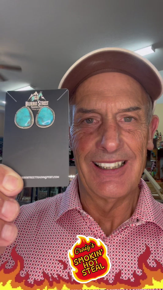 🔥CRAIGS SMOKIN’ HOT STEAL🔥 Sterling Silver Navajo Handmade Kingman Turquoise Stud Earrings🔥