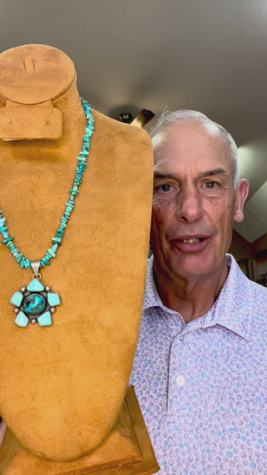 🔥SOLD in 5 minutes!🔥CRAIG’S SMOKIN’ HOT STEAL🔥Sterling Silver Navajo Handmade Kingman Turquoise Cluster Pendant only🔥