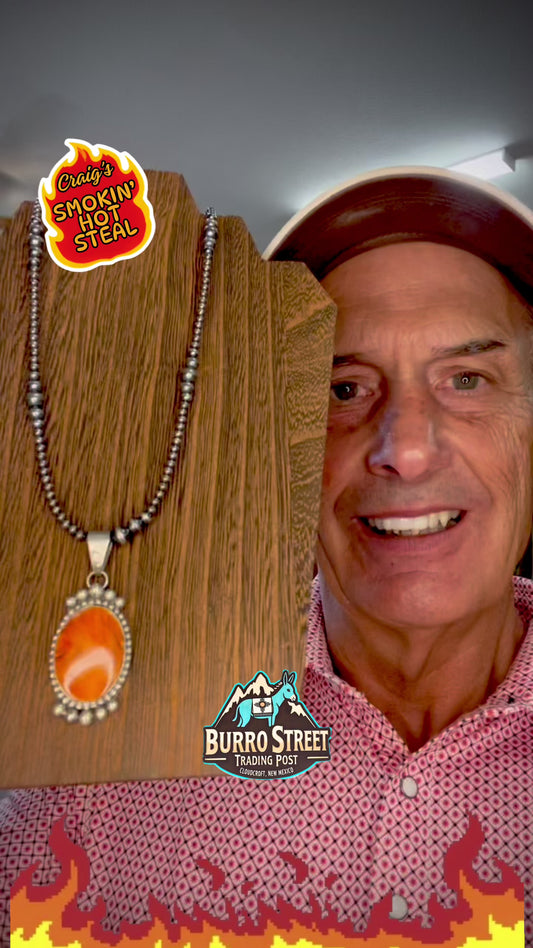 🔥CRAIGS SMOKIN’ HOT STEAL🔥Sterling Silver Navajo Handmade Orange Spiny Oyster Pendant 🔥(PENDANT ONLY)