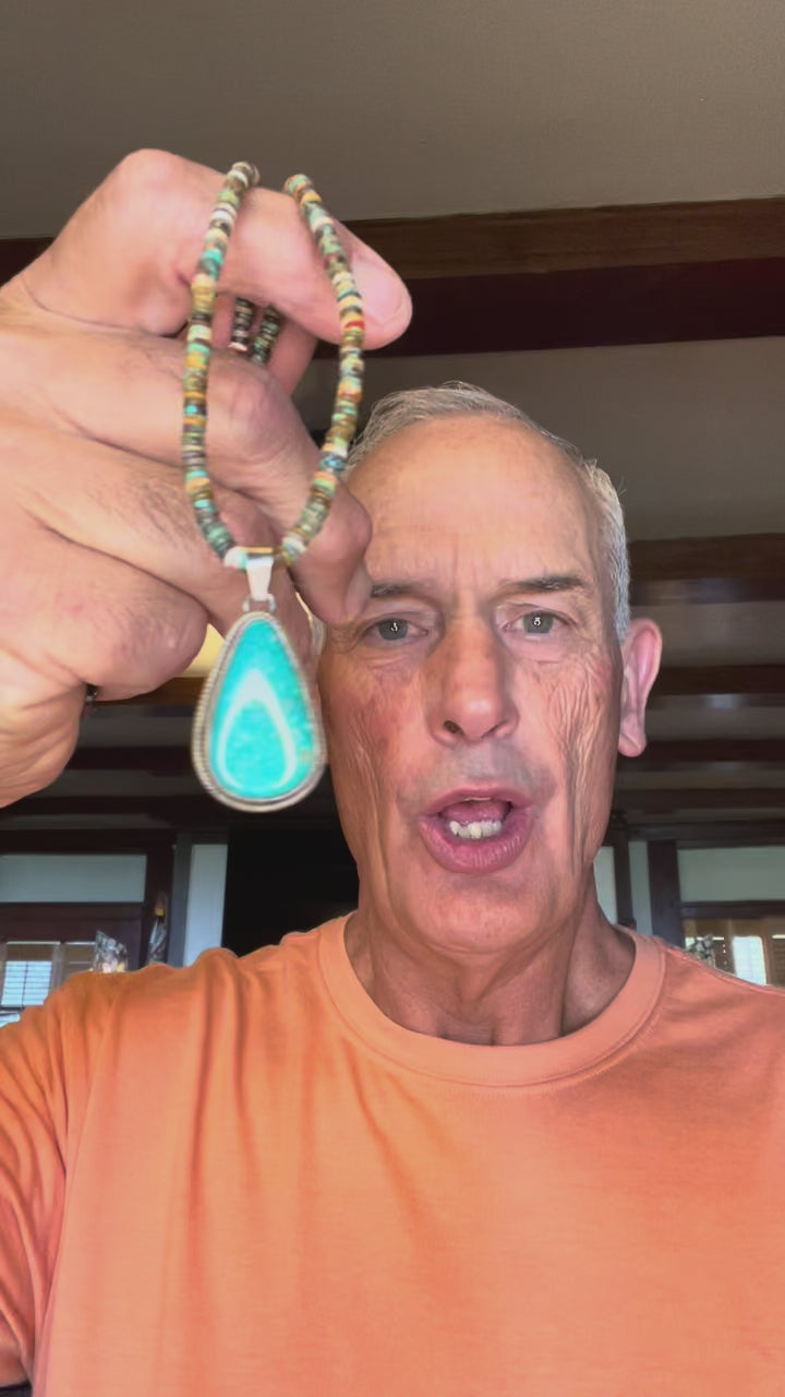 🔥CRAIG’S SMOKIN’ HOT STEAL🔥Sterling Silver Navajo Handmade Webbed Kingman Turquoise Pendant - (Pendant only)