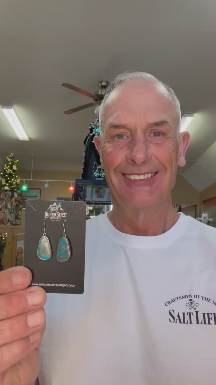 Sterling Silver Santo Domingo Handmade Bisbee Turquoise Earrings