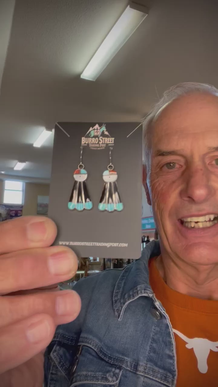 🔥CRAIGS SMOKIN’ HOT STEAL🔥Sterling Silver Zuni Handmade Multi-Stone Sun Face Earrings🔥
