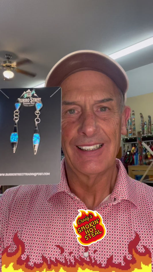 🔥CRAIGS SMOKIN’ HOT STEAL🔥 Sterling Silver Zuni Handmade Blue Opal Inlay Post Earrings🔥