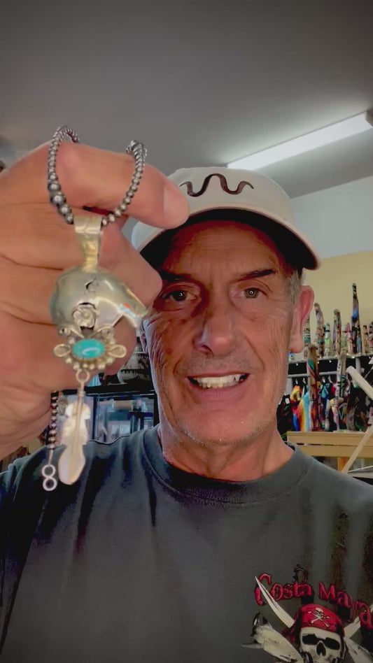 🔥CRAIG’S SMOKIN’ HOT STEAL🔥Sterling Silver Navajo Handmade Kingman Bear w/ Feather Pendant (Pendant Only)🔥