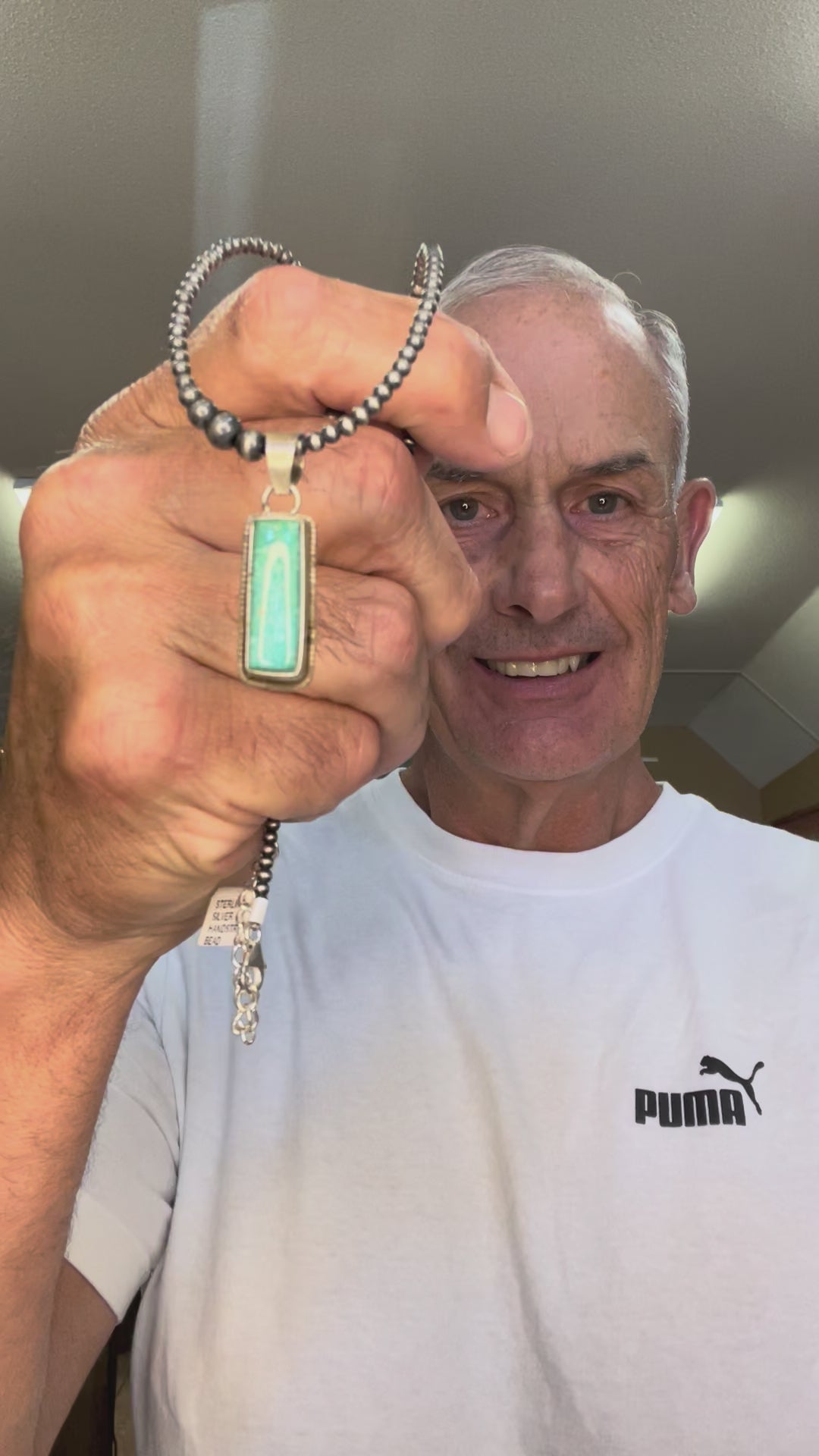 🔥CRAIG’S SMOKIN’ HOT STEAL🔥Sterling Silver Navajo Handmade Kingman Turquoise Bar Pendant🔥(Pendant Only)