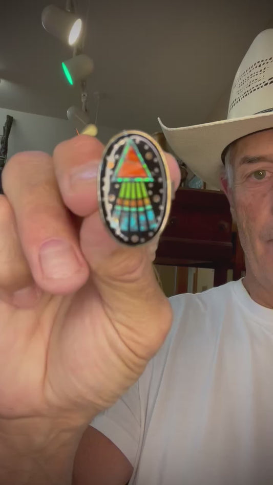 🔥 CRAIG’S SMOKIN’ HOT STEAL 🔥 Sterling Silver Handmade Matthew Jack Multi-Stone Micro Inlay Adjustable Ring🔥