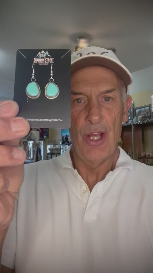 🔥CRAIGS SMOKIN’ HOT STEAL🔥 Sterling Silver Navajo Handmade Kingman Turquoise French Hook Earrings🔥