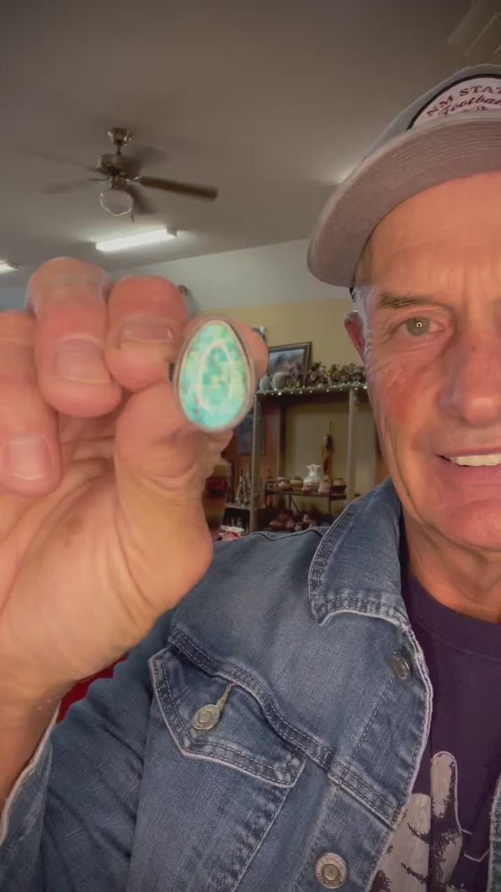🔥CRAIG’S SMOKIN’ HOT STEAL🔥Sterling Silver Navajo Handmade Kingman Turquoise Adjustable Ring🔥