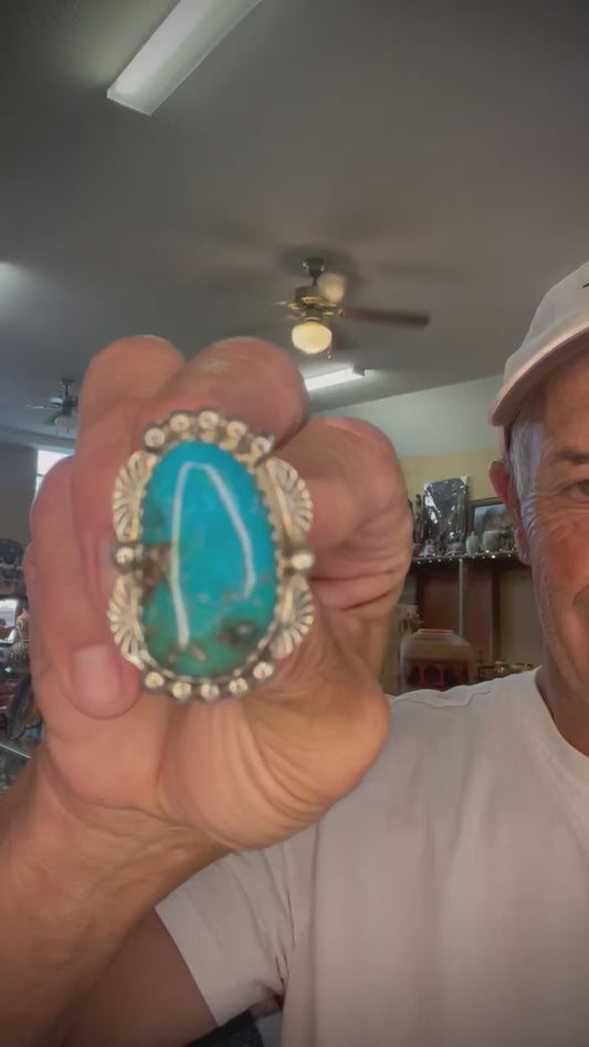 🔥CRAIG’S SMOKIN’ HOT STEAL🔥Sterling Silver Genizaro Handmade Sonoran Gold Turquoise Adjustable Ring🔥