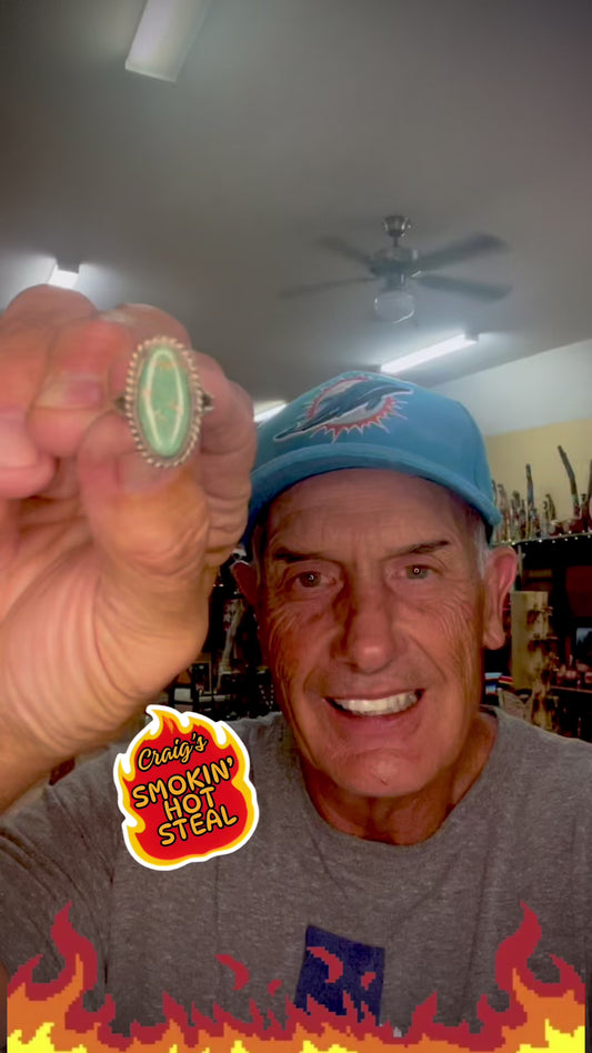 🔥CRAIG’S SMOKIN’ HOT STEAL🔥Sterling Silver Native American Handmade Nevada Green Turquoise Ring - Sz 6🔥