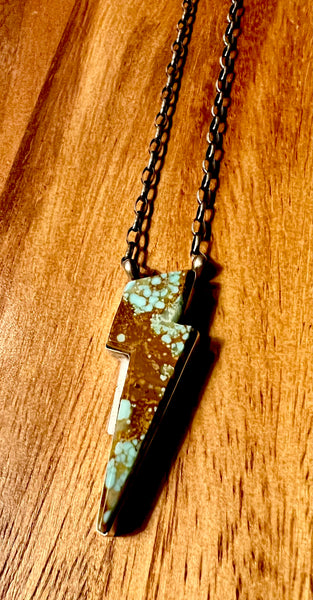 Kingman Turquoise Lightning Bolt Necklace