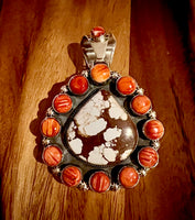 Wild Horse and Spiny Oyster Cluster Pendant