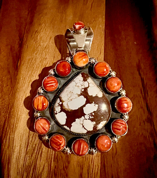 Wild Horse and Spiny Oyster Cluster Pendant