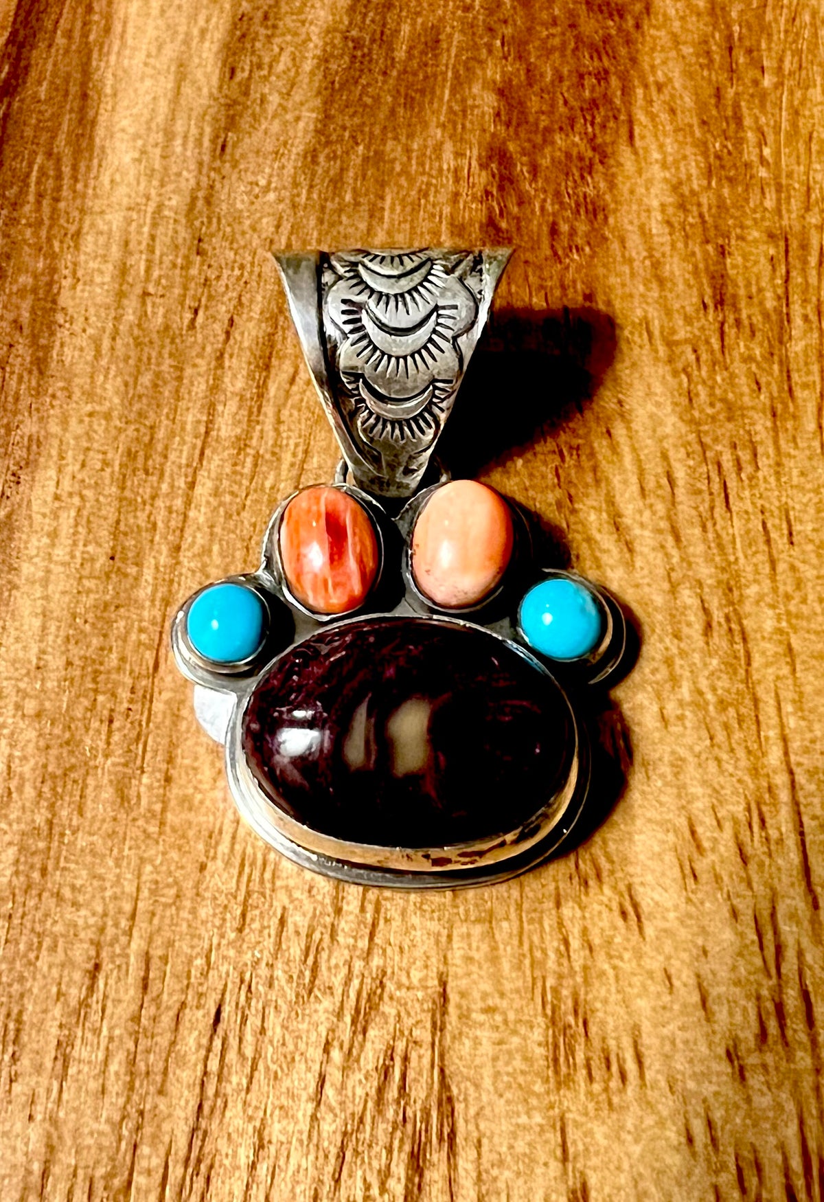 Turquoise, Orange and Purple Spiny Pendant