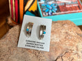 Turquoise Feather Hoop Earrings