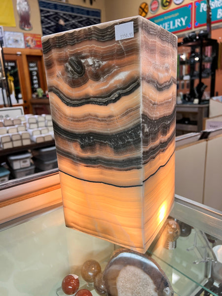 Onyx Lamp - Tall Cylinder Shaped