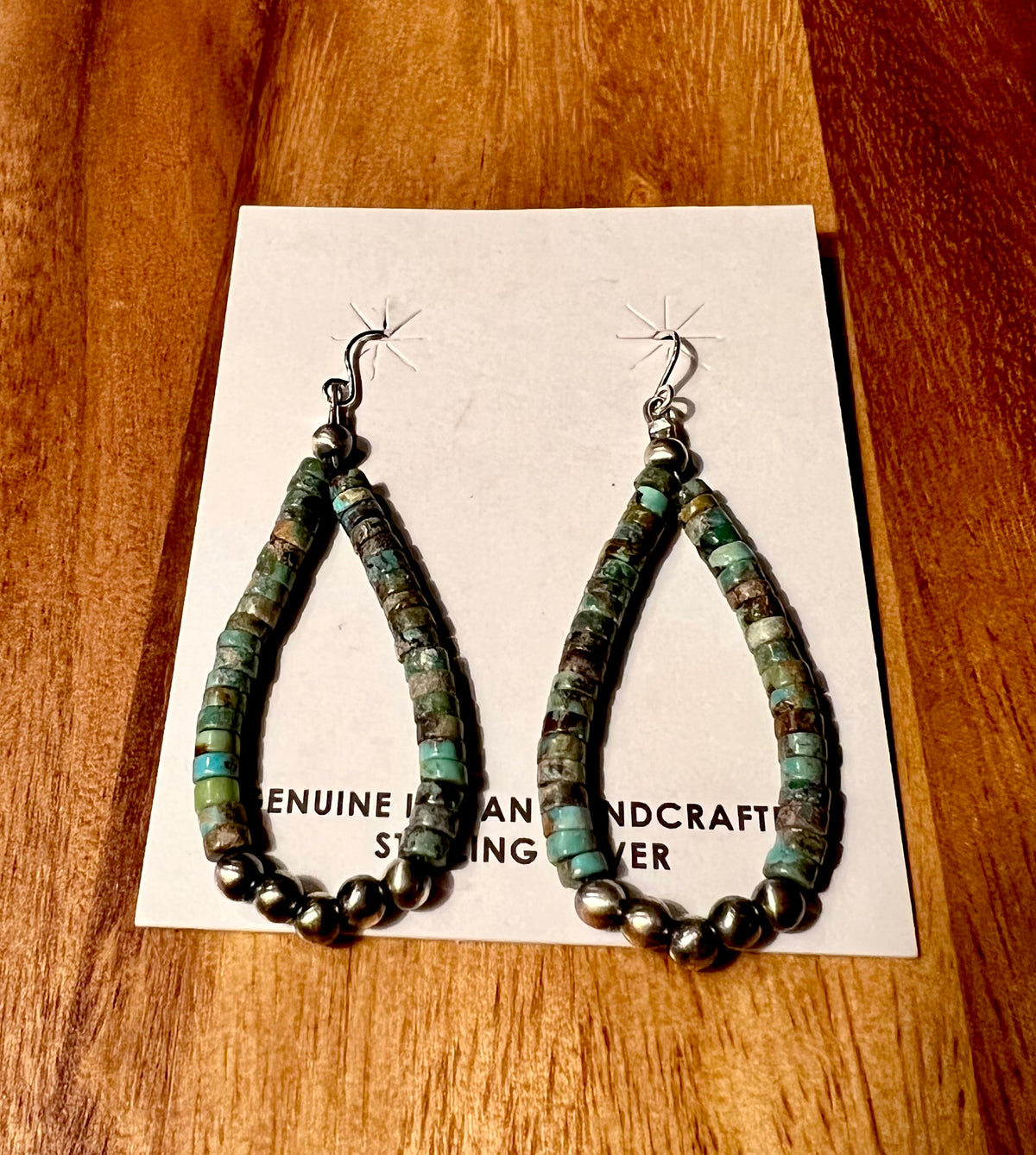 Turquoise Heshi and Navajo Pearl Loop Earrings
